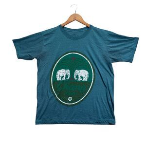Sol Station Chang Beer Blue Green Indie Asian Elephant Design T Shirt XL